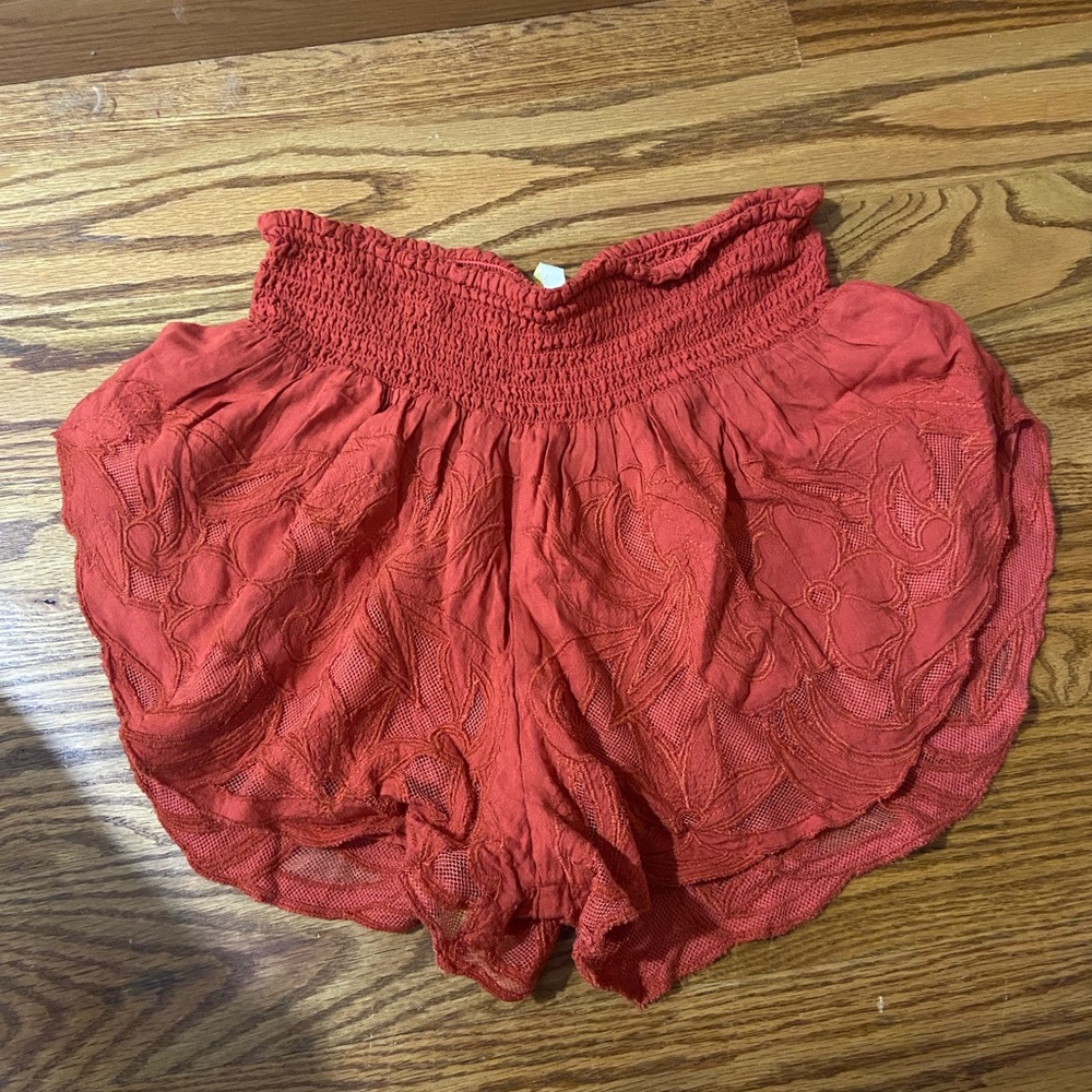 Free People Orange flower detail flowy shorts